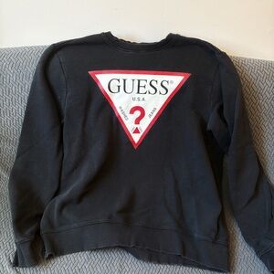 Black Sweatshirt with Red Guess Logo